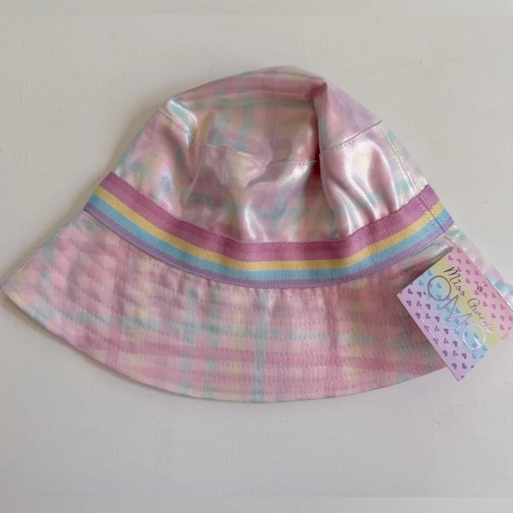 NWT Miss Gwens OMG Accessories Bucket Hat Girls Metallic Plaid Rainbow 🌈 $28